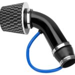 NOTETOUPT Cool Air Intake Kit, 3" Universal Car Cool Air Intake Pipe Aluminium Automotive Filter Induction Flow Hose Pipe Kit (Black)