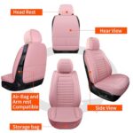 Luxury Pink Car Seat Covers: Waterproof Leather Full Set for Sedan SUV Truck - Image 9
