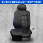 CAR PASS Leather Front Seat Covers Waterproof Black Blue Universal Fit Airbag Compatible - Image 5