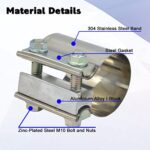 2.5" Stainless Steel Exhaust Band Clamps 2pc T304 Lap Joint - Image 3