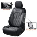 Premium Leather Ford F150 Seat Covers 2015-2024 Full Set Crew Cab Black Gray - Image 4