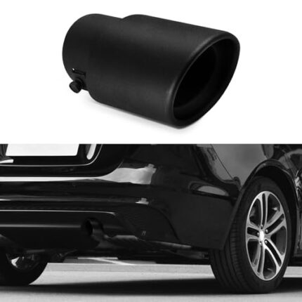 HEVLE Stainless Steel Car Exhaust Tip, Universal Car Exhaust Pipe Modification Tail Throat Tail Pipe, Chrome-Plated Finish Exhaust Tailpipe Universal Car Accessories Fits Most Car (Black Straight)