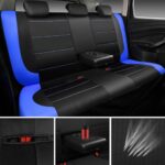 Universal Car Seat Covers Set: Waterproof Mesh Leather, Black Blue Fit 95% Vehicles - Image 3