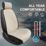 Breathable Linen Car Seat Covers | Universal Fit SUV Truck Van | Beige 2pc Set - Image 6