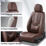 Waterproof Pink Car Seat Covers Full Set Universal Fit Lumbar Support - Image 3