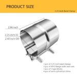 2PCS 2.25 Inch Stainless Steel Exhaust Clamps Muffler Pipe Band - Image 2