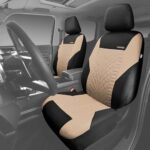 Universal Car Seat Covers Full Set: 3D Tyre Design, Airbag Safe, Easy Install Black Beige - Image 2