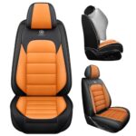 Subaru Crosstrek Leather Seat Covers | Waterproof Airbag Compatible | Black Orange - Image 2