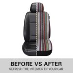 Pariitadin Red Baja Saddle Blanket Car Seat Covers Universal Fit
Washable Striped Woven Front Seat Protectors with Belt Pads - Image 3