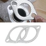 Hirificing 2PCS Exhaust Flange Gasket Car Exhaust Gasket 2-Inch Exhaust Gasket Material Exhaust Flange Bolt Kit, High Temp Seal Exhaust Pipe Gasket 2-Bolt for Exhaust Turbo Catback Headers(2in)