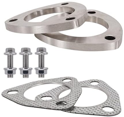 SHINTONES 2.5 Inch 3 Bolt Stainless Steel Exhaust Flanges & Gaskets Connection Kit with bolts and nuts (2.5"/63mm)