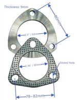 SHINTONES 2.5" Exhaust Flange Kit 3-Bolt Stainless Steel Gasket - Image 2