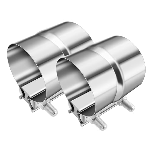 2PCS 2.25 Inch Exhaust Clamps,Stainless Steel 2 1/4 Exhaust Clamp 2PCS 2.25 Inch Exhaust Clamps,Stainless Steel 2 1/4 Exhaust Clamp Band Clamp,Universal Muffler Clamps Automotive Tools for Connecting Pipes,Mufflers,Catalytic Converters (2.25in)