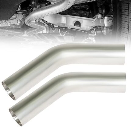 Simnliras 2 Pcs 2.5" OD 45 Degree Exhaust Pipe 45° Mandrel Bend Elbow Stainless Steel 2.5 inch Exhaust Elbow Pipe for Car Modified Exhaust System, Universal Fit, 5.9" Leg Length