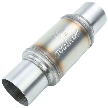 TOTALFLOW 20016 Straight Through Universal Exhaust Muffler | 409 Stainless Steel | 2.5 Inch Inner Diameter Inlet/Outlet