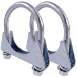 Atokrtact 2Inch Heavy Duty Exhaust U Clamps Saddle Style Muffler U-Bolt Clamp, Stainless Steel, Pack of 2 (52MM-Fit 2"OD Pipe)