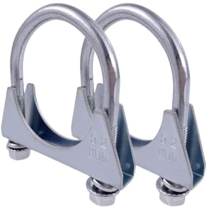 Atokrtact 2Inch Heavy Duty Exhaust U Clamps Saddle Style Muffler U-Bolt Clamp, Stainless Steel, Pack of 2 (52MM-Fit 2"OD Pipe)