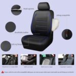 CAR PASS Leather Front Seat Covers Waterproof Black Blue Universal Fit Airbag Compatible - Image 3