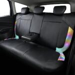 Black Rainbow Car Seat Covers Full Set Leather Front Rear Universal - Image 6