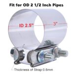 2.5" Stainless Steel Exhaust Band Clamps 2pc T304 Lap Joint - Image 2