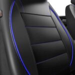 CAR PASS Leather Front Seat Covers Waterproof Black Blue Universal Fit Airbag Compatible - Image 2
