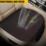 DUSCOKE Car Seat Cover Cushion Breathable Linen Protector with Pocket Black Red - Image 6