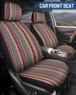 Premium Baja Saddle Blanket Seat Covers: Full Set, Orange Stripe, Universal Fit - Image 2