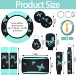 Butterfly Car Seat Cover Set: 47 Pcs Women's SUV Interior Accessories Kit Green Black - Image 5