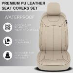 Premium Leather Car Seat Covers: Waterproof, Universal Fit, Beige Sedan SUV Protection - Image 5