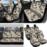 FUIBENG Western Aztec Cow Car Seat Covers Full Set with Accessories - Image 2