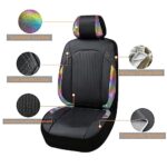 Black Rainbow Car Seat Covers Full Set Leather Front Rear Universal - Image 2