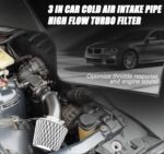 3" Universal Cold Air Intake Kit Black Aluminum Filter Pipe System - Image 4