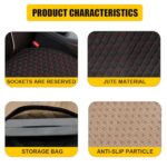 DUSCOKE Car Seat Cover Cushion Breathable Linen Protector with Pocket Black Red - Image 4