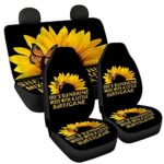 Sunflower Car Seat Covers Full Set Universal Fit Front Rear Auto SUV - Image 6