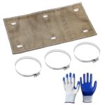 Titanium Pipe Shield 6" x 12" Exhaust Heat Shield, Two-layer Material Design Heat Protection up to 1350°F, Protects Heat Sensitive Components, Hoses, Lines, and Electrical Wiring（Included Gloves)