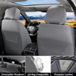 Premium Leather Car Seat Covers - Full Set 5-Seat Universal Fit Gray Black - Image 4