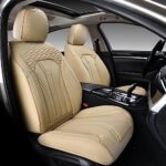 FLORICH Leather Car Seat Covers Full Set 5 Seat Beige Universal - Image 2