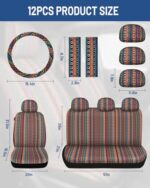 Premium Baja Saddle Blanket Seat Covers: Full Set, Orange Stripe, Universal Fit - Image 6