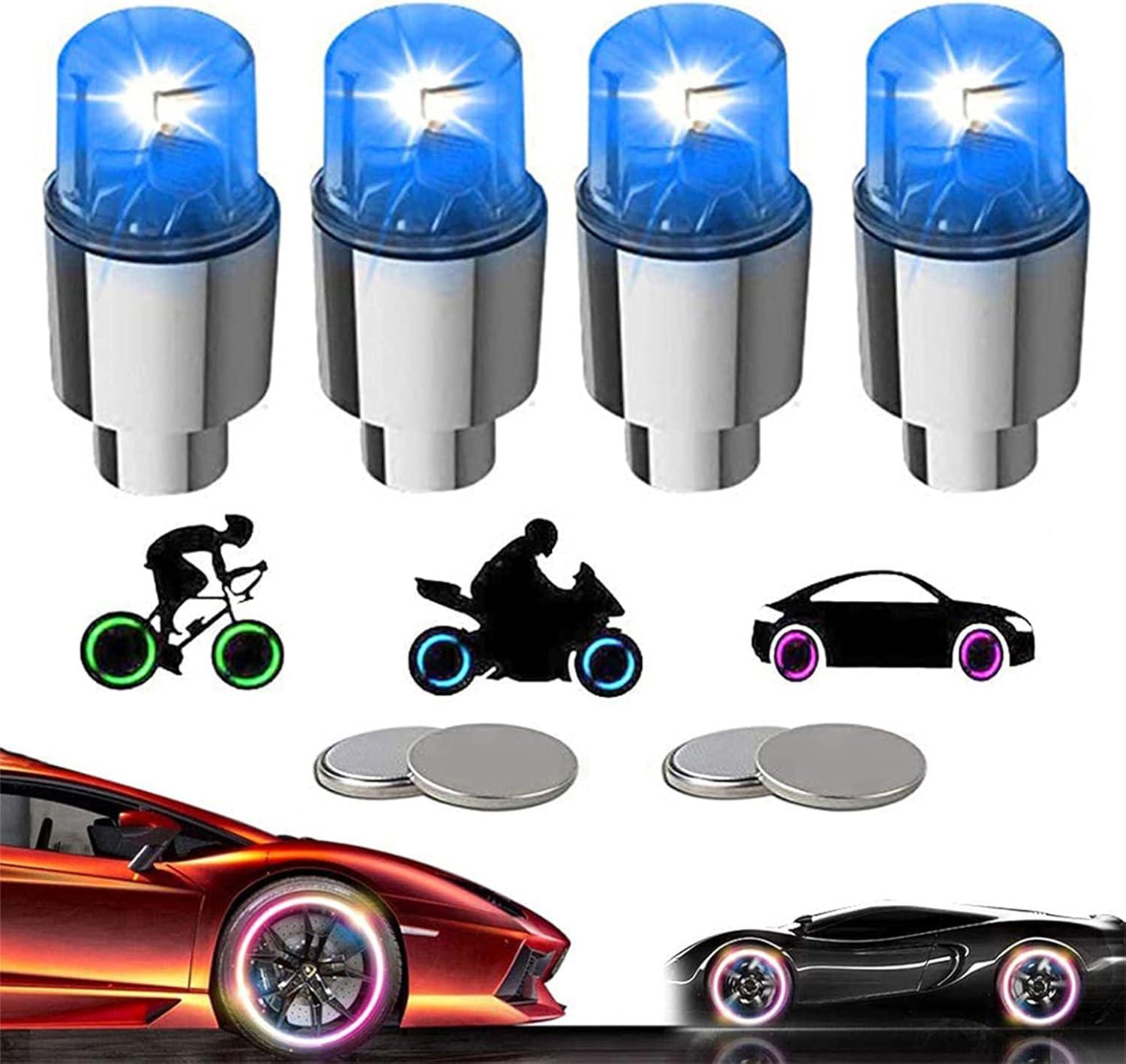 Light Up Our Rides: 4 Pack LED Valve Caps for Fun & Safety
