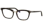 Eyeglasses Tom Ford FT 5550 -B 052 Shiny Dark Havana, Rose Gold Details/Blue Bl, Shiny Dark Havana, Rose Gold Details/ Blue Block L, 54/17/140