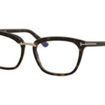 Eyeglasses Tom Ford FT 5550 -B 052 Shiny Dark Havana, Rose Gold Details/Blue Bl, Shiny Dark Havana, Rose Gold Details/ Blue Block L, 54/17/140
