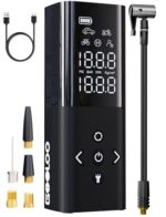 GOOLOO AP150 Tire Inflator Portable Air Compressor, 2X Faster 150PSI Cordless Air Pump for Car Tires with Auto-Shutoff, Portable Tire Pump with Digital Pressure Gauge for Car, Motorcycle,Bike, Ball