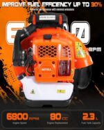 Powerful Getell 80cc Gas Backpack Leaf Blower - 900 CFM Commercial Grade Yard Tool - Image 2