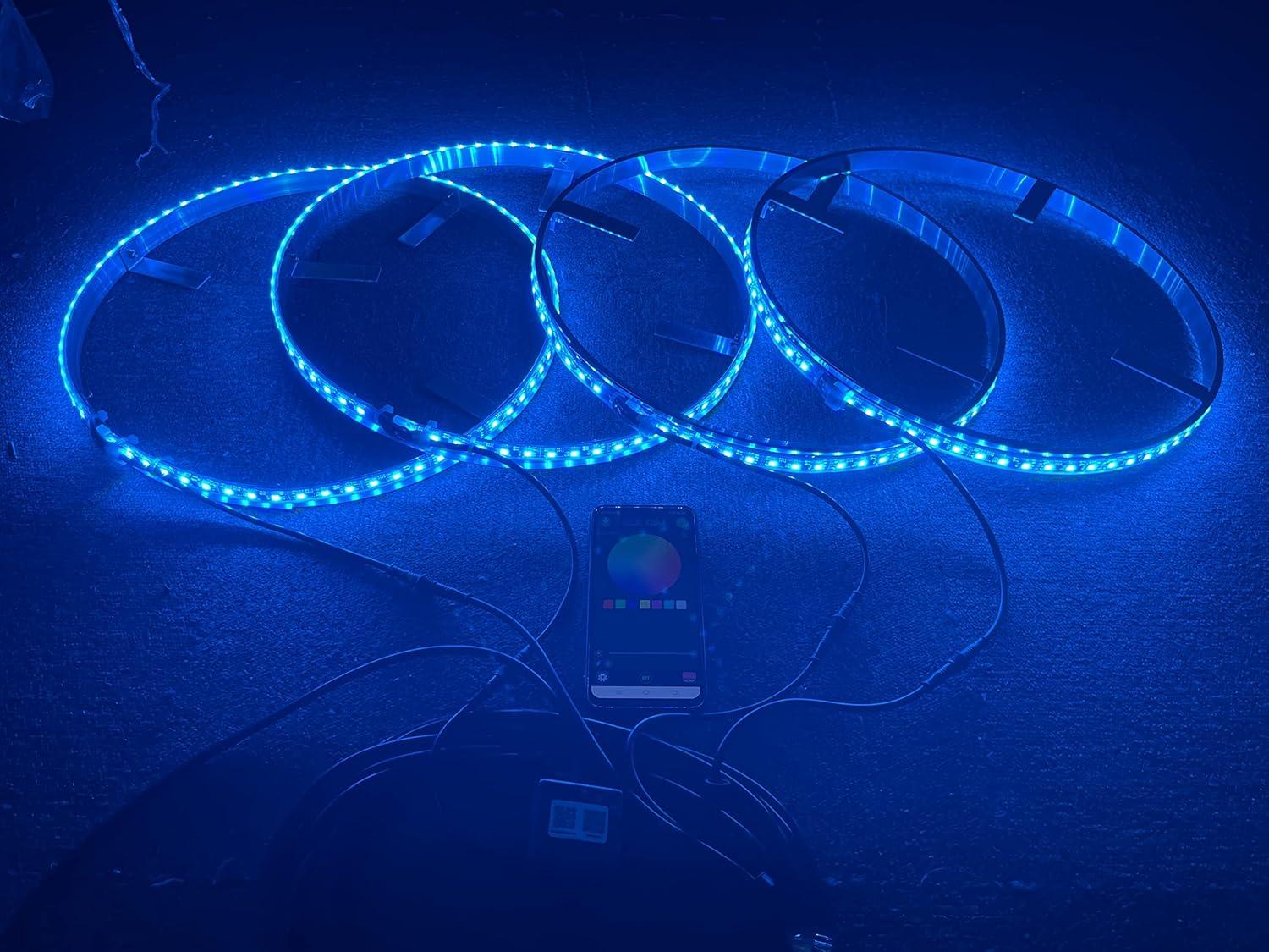 Transform Our Ride‌ with RGB LED ​Wheel Lights & Bluetooth Control!