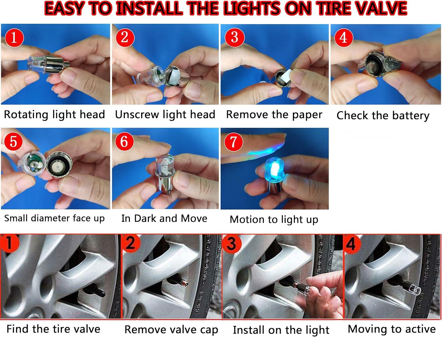 Light Up Our Rides: 4 Pack‍ LED Valve Caps for Fun & Safety