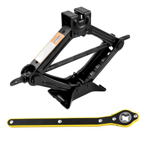 Scissor Jack for Car with Ratchet Wrench,1.5T (3307lbs) Capacity Scissor Scissor Jack for Car with Ratchet Wrench,1.5T (3307lbs) Capacity Scissor Car Jack Kit for Lifting Light Vehicles,Heavy Duty Vehicle Accessories Tire Jacks Lifting Range of 3.94-13.19"