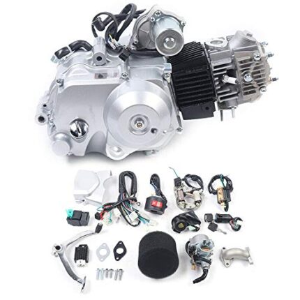 125CC Semi Auto Engine Motor Kits Horizontal, Single-cylinder, 4-Stroke, Air-cooled Electrical Start Engine 4 Speed W/Reverse for Go Kart ATV Quad Buggy ATC70 90 CDI (US Stock)