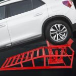 5 Ton Low Profile Hydraulic Car Lift Ramps 2 Pack Red - Image 2