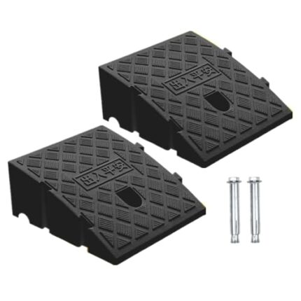 2Pack Curb Ramp Black Color, Portable Lightweight Heavy Duty Plastic Driveway Curb Ramps for Low Cars,Motorcycle Ramp,Curb Ramps (5.12" H 19.7" L Two Curb ramps Connected)