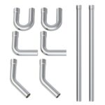 A-KARCK Stainless Steel Mandrel Bends 8 Pcs, 2.25 Inches 304 Stainless Steel Exhaust Pipe DIY Custom Exhaust Tubing Pipe Straight & U-Bend Kit, Universal Fit